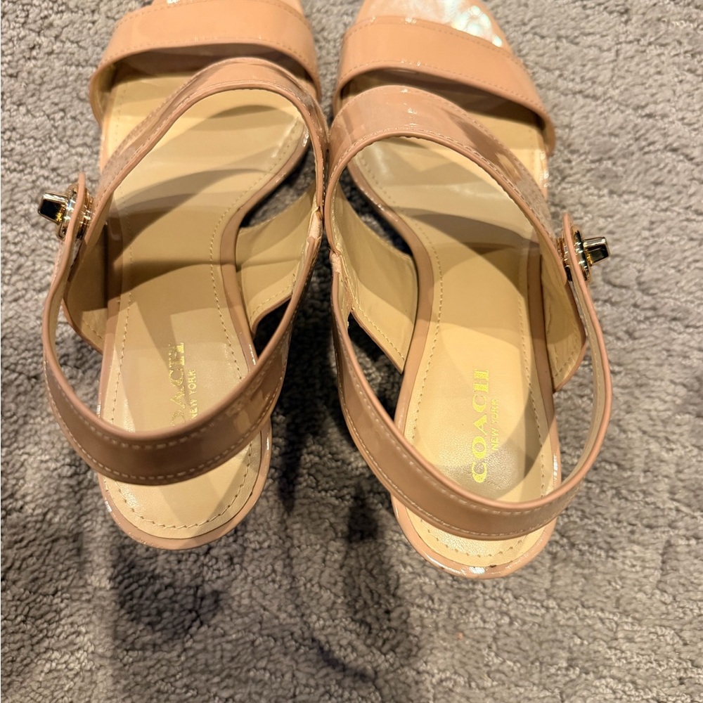 Coach Nude Patent Leather Dual-Strap Slingback Sandals - Picture 8 of 8